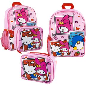 Fast Forward Hello Kitty & My Melody16 inches Backpack With Matching Lunch Bag Set- 99144