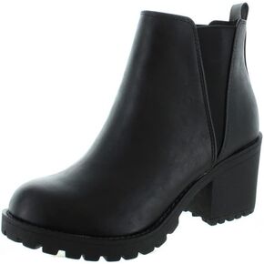 Soda Womens Casual Almond Toe Lug Sole Chunky Heel Ankle Booties