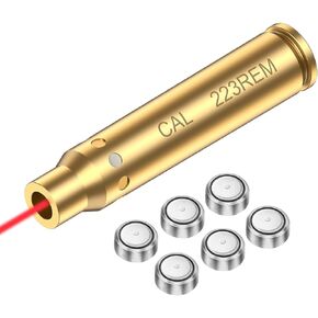 Bore Sight Cal 223 5.56mm /300 Win Mag/300BLK 7.62x35mm /9mm/6.5 Grendel /.338 Lapua/.40Cal/30-30 Red Dot Boresighter with Batteries