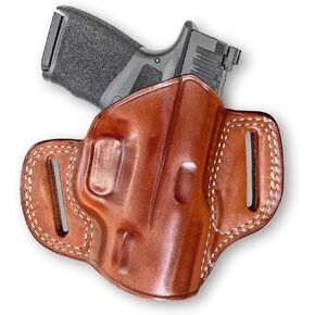 Premium The Ultimate Leather OWB Pancake Holster Open Top fits, Springfieldd Hellcat 9mm 3" BBL, Right Hand Draw, Brown Color #1524#