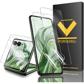 4 عبوات متوافقة مع واقي شاشة Motorola Razr Plus 2024، عبوتان من واقي شاشة TPU + عبوتان من واقي العدسات، خالٍ من الفقاعات، صديق للحافظة، شفاء ذاتي، لواقي شاشة Razr Plus 2024