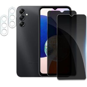 [2+2 Pack] Privacy Screen Protector for Samsung Galaxy A14 4G/5G, Anti-Spy Shatterproof Tempered Glass with Camera Lens Tempered Glass 9H Hardness Bubble Free Anti-Glare Case Friendly