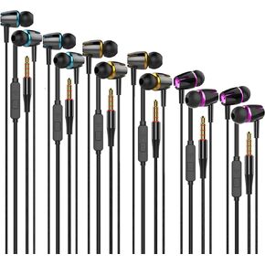 Wired Earbuds Headphones 6 Pack with Microphone,Heavy Bass Earphones, Bulk Earbuds with Noise Isolating, Compatible with iPhone,iPad and Android Devices, MP3, Fits All 3.5mm Devices