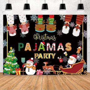 MEHOFOND Christmas Pajamas Backdrop Merry Xmas Slumber Ugly Sweater Christmas Party Decorations Winter Gift Santa Reindeer Snowflake Holiday Photography Background Banner Photo Booth Props 7x5ft in Kuwait