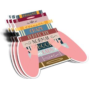 (3Pcs) Perfectly Normal Book Lady Sticker Reading Lover Nerd Book Addict Bookish Decal Waterproof Vinyl Stickers Adult for Laptop Kindle Tumbler Water Bottle Mug Phone Notebook - Size 3"x2.6"