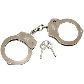 Streetwise Double Lock Nickel-Plated Steel Handcuffs for Adults - Professional Grade Police Handcuffs w/ Push pin Lock, Spare Key, and Durable Construction - Real Metal Handcuffs