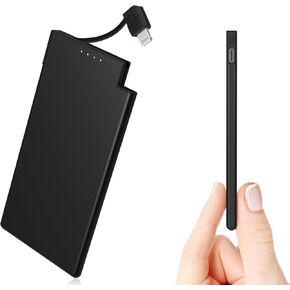 Auskang Portable Charger with Built in USB-C Cable Slim 5000mAh Power Bank Compatible with Samsung, Google Pixel, Android Phones, iPhone16 15 Series etc, Thin Battery Pack