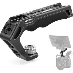 NEEWER All Metal Stylish Camera Top Handle with 3/8" Screw and Locating Pins, 1/4" &3/8" Threads, Cold Shoes, Anti Off Lock, Compatible with SmallRig Camera Cage Video Rig Stabilizer, CA078