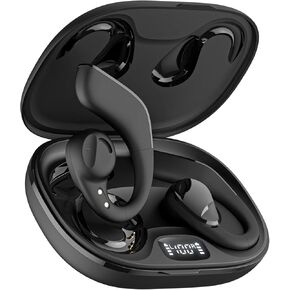 Open Ear Headphones Wireless Bluetooth 5.3, Open Ear Earbuds with Dual 16.2mm Dynamic Drivers 60 Hours Playtime Waterproof Sport Running Earbuds with Earhooks, Compatible with iPhone Android TV
