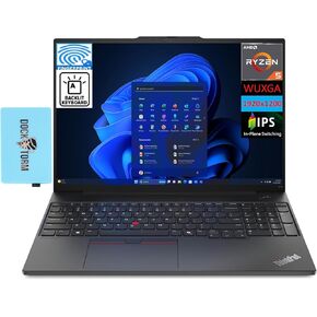 Lenovo Thinkpad E16 Gen 2 Business Laptop 16.0" IPS WUXGA Display (AMD Ryzen 5 7535U, 8GB DDR5, 256GB PCIe SSD, Backlit KYB, Fingerprint, WiFi 6E, BT 5.3, Win 11 Pro) w/DKZ Hub USB Port Expander
