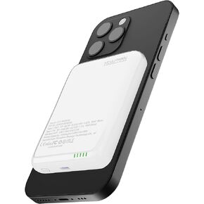 Miady 5000mAh Magnetic Wireless Portable Charger for iPhone, Fast Charging Portable Phone Charger/w Colorful Display, Magnetic Battery Pack Charger Compatible with iPhone 15/14/13/12 Series (White)