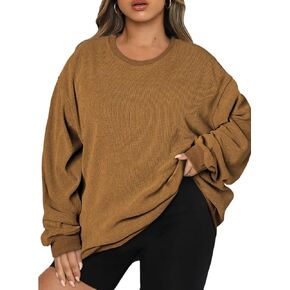 Eytino Women Plus Size Sweatshirts Long Sleeve Crew Neck Casual Oversized Soft Pullover Tops Shirts(1X-5X)