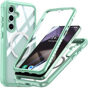 Miimall Strong Magnetic for Samsung Galaxy S25 Ultra Case,[Built-in Glass Screen Protector][Compatible with Magsafe][Military Shockproof Dropproof] Full Heavy Duty Cases for S25Ultra, Purple/Clear