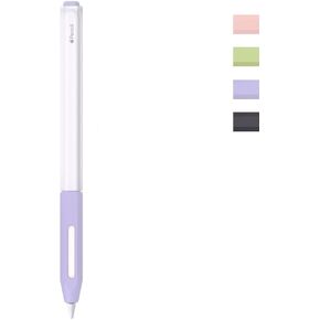 Case for Apple Pencil 2nd Generation Case Soft Silicone Sleeve Transparent Clear Design Holder Protective Cover Accessories Compatible with iPad Pencil 2 Gen Hexagonal Thickened (Purple)