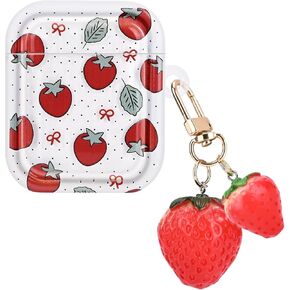 Cute Strawberry Case for Airpods Pro 2nd Generation (2022) with Lovely Keychain, Cute Unique Design Women Protective Shockproof Soft TPU Premium Cover for Airpods Pro 2