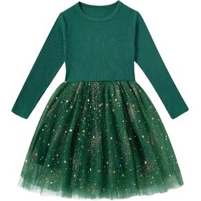 Toddler Girl Dresses Long Sleeve Tutu Dress Fluffy Tulle Fall Winter Pink Black Dresses 4-8 Years Old