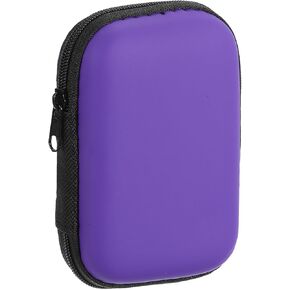 HARFINGTON Earbuds Cases, Wired Earphone Case Holder, EVA Ear Buds Case Zipper Organizer Small with Mesh Pocket for USB Cable, Earphones, Purple