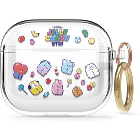 elago BT21 Case Compatible with Apple AirPods 3rd Generation Case, Clear Case with Keychain Compatible with AirPods 3 Case, Reduce Yellowing, Wireless Charging [Official Merchandise] [7FLAVORS]