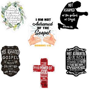Pack of 6 Romans 1 16 I Am Not Ashamed of The Gospel Waterproof Vinyl Sticker Bible Verse, Religious Inspirational Scripture Quotes for All Ages, All Ages, Applicable to Many Surfaces 3 Inches