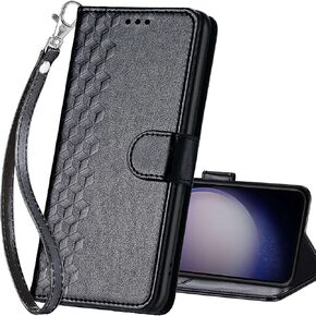 for Samsung Galaxy S24 Plus Wallet case, Flip Folio Cover with Stand Feature for Women Men, PU Leather Phone Case Fit for Samsung Galaxy S24 Plus [Gray Flower]