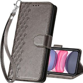 for iPhone 11 Wallet case, Flip Folio Cover with Stand Feature for Women Men, PU Leather Phone Case Fit for iPhone 11 6.1'' [Rose Gold-Butterfly]