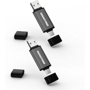 GIGASTONE Z40 128GB 2-Pack 2-in-1 Dual OTG Flash Drive USB3.2 Gen 1, USB-A&USB-C, Reliable Performance, Durable, Data Storage,File Sharing, Backup,Boot Drive,USB2.0/USB3.0/USB3.1 Interface Compatible