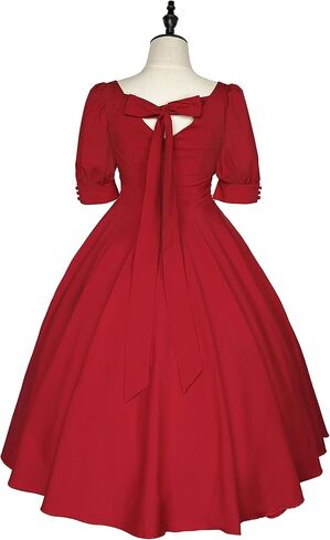 فستان ZZEQYG نسائي ذو لون موحد لوليتا أنيق متوسط ​​الأكمام ومتوسط ​​الطول in Kuwait