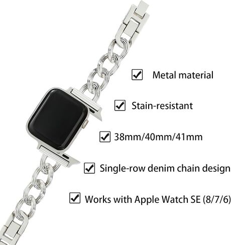Replacement Band Compatible with Apple Watch band 38mm/40mm/ 41mm,Stainless Steel Metal Wristband Women's for iWatch Ultra SE Series 8/7/6 in Saudi Arabia
