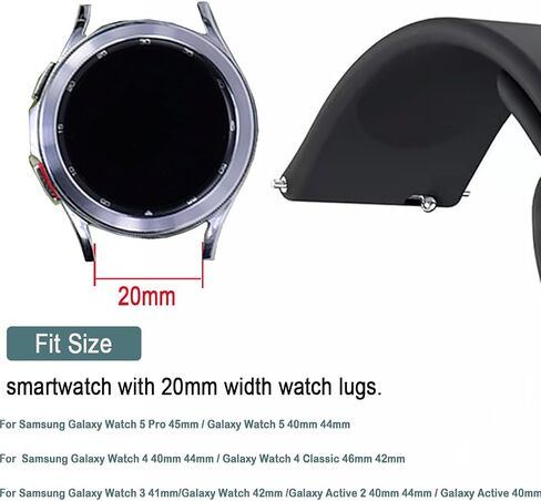 Women Watch Bands for Samsung Galaxy Watch 4 & 5 Bands with Charms, 20mm Boho Floral Engraved Silicone Strap with bling Decorative Rings Loops Jewelry for Watch 5 Pro/Watch 4 Classic 40mm 44mm 46mm 42mm/Watch 3 41mm/Active 2 in Kuwait