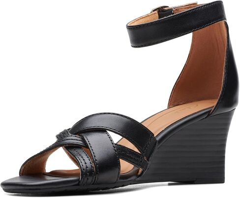 Clarks Women's Fashion Wedge Sandal, Praline Leather, 6 in Saudi Arabia