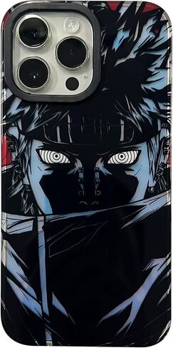 Laser Effect Anime Case for iPhone 16 Pro Max, Light Weight Stylish Design Comfortable Grip Protective Phone Hard Cover for iPhone 16 Pro Max Black in Saudi Arabia