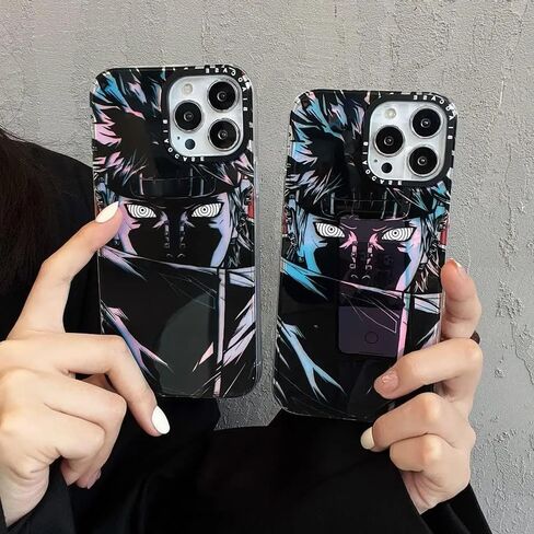 Laser Effect Anime Case for iPhone 16 Pro Max, Light Weight Stylish Design Comfortable Grip Protective Phone Hard Cover for iPhone 16 Pro Max Black in Saudi Arabia