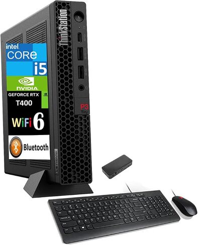 Lenovo ThinkStation P3 Workstation Mini Desktop (Intel i5-13500T, T400 4GB, 32GB DDR5, 8TB PCIe SSD, WiFi 6, Bluetooth 5.2, 230W PSU, RJ-45, 1x DP; 3X mDP, HDMI, Win 11 Pro) w/USB-C Dock in Saudi Arabia