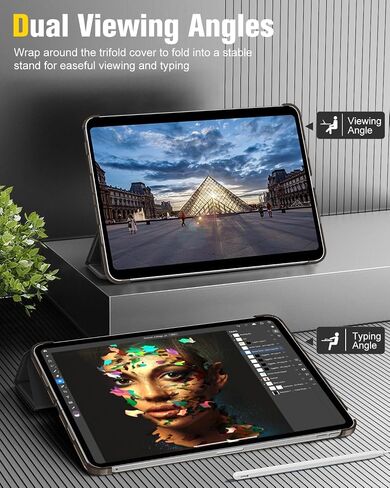 MoKo for iPad Pro 11 Inch Case (4th/3rd Generation,2022/2021),Slim Trifold Hard PC Back Shell Protective Smart Cover Case for iPad Pro 11 Inch 4th Genation with Auto Wake/Sleep, Black in Saudi Arabia