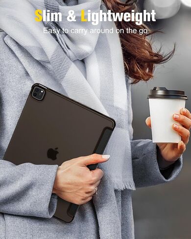 MoKo for iPad Pro 11 Inch Case (4th/3rd Generation,2022/2021),Slim Trifold Hard PC Back Shell Protective Smart Cover Case for iPad Pro 11 Inch 4th Genation with Auto Wake/Sleep, Black in Saudi Arabia