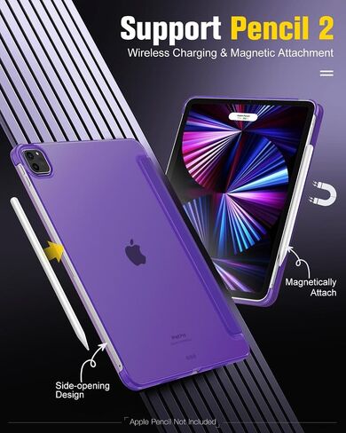 MoKo for iPad Pro 11 Inch Case (4th/3rd Generation,2022/2021),Slim Trifold Hard PC Back Shell Protective Smart Cover Case for iPad Pro 11 Inch 4th Genation with Auto Wake/Sleep, Black in Saudi Arabia