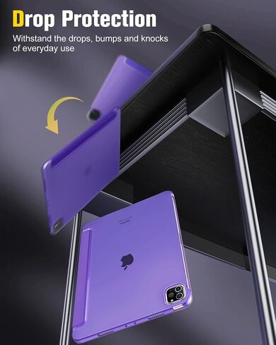 MoKo for iPad Pro 11 Inch Case (4th/3rd Generation,2022/2021),Slim Trifold Hard PC Back Shell Protective Smart Cover Case for iPad Pro 11 Inch 4th Genation with Auto Wake/Sleep, Black in Saudi Arabia