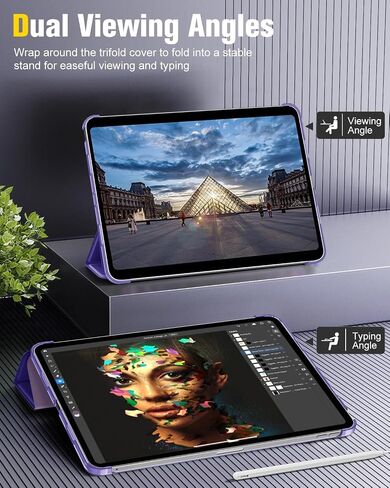 MoKo for iPad Pro 11 Inch Case (4th/3rd Generation,2022/2021),Slim Trifold Hard PC Back Shell Protective Smart Cover Case for iPad Pro 11 Inch 4th Genation with Auto Wake/Sleep, Black in Saudi Arabia