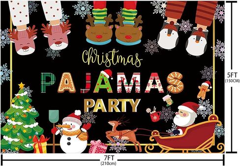 MEHOFOND Christmas Pajamas Backdrop Merry Xmas Slumber Ugly Sweater Christmas Party Decorations Winter Gift Santa Reindeer Snowflake Holiday Photography Background Banner Photo Booth Props 7x5ft in Kuwait