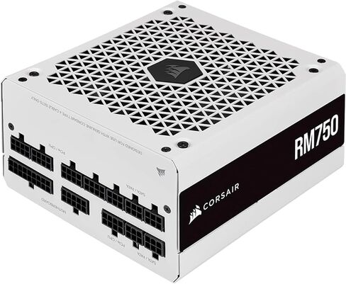 Corsair RM750 (2021)، سلسلة RM، 750 وات 80 Plus Gold معياري بالكامل ATX مزود طاقة (ثلاثة منافذ EPS12V، تشغيل هادئ، وضع مروحة صفر دورة في الدقيقة، مكثفات مصنفة عند 105 درجة مئوية)، أبيض (متجدد) in Kuwait