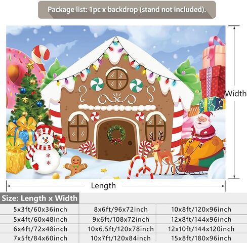 Christmas Backdrop Winter Gingerbread House Xmas Tree Snowman Gifts Background New Year Photography Banner for Birthday Christmas Party Decorations Supplies Photo Photobooth Props 7x5ft in Saudi Arabia