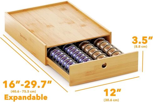 SpaceAid Bamboo Coffee Pod Holder Storage Drawer for Nespresso Vertuo Capsule, Holder Organizer Drawer Tray for Nespresso Vertuo Holder, Compatible with 40 Big or 52 Small Vertuoline Pods (Natural) in Saudi Arabia