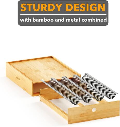 SpaceAid Bamboo Coffee Pod Holder Storage Drawer for Nespresso Vertuo Capsule, Holder Organizer Drawer Tray for Nespresso Vertuo Holder, Compatible with 40 Big or 52 Small Vertuoline Pods (Natural) in Saudi Arabia