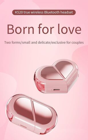 URIZONS Heart Shape TWS Earphones Wireless Earbuds with Mic in-Ear Headphones Wireless Headset for Lover Couples for Valentine for Sport Travel with USB C Charging Cable -Pink (Pink) in Saudi Arabia