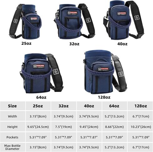 NATURE PIONEOR Water Bottle Holder with Strap 25 32 40 64 oz Insulated Water Bottle Carrier Sling Sleeve for Hiking,Outdoor Camping,Gym in Kuwait