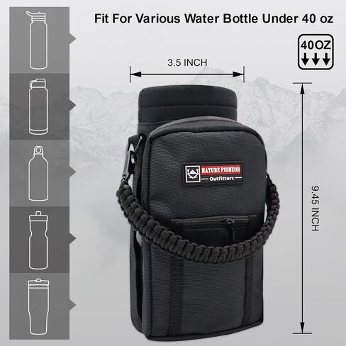 NATURE PIONEOR Water Bottle Holder with Strap 25 32 40 64 oz Insulated Water Bottle Carrier Sling Sleeve for Hiking,Outdoor Camping,Gym in Kuwait