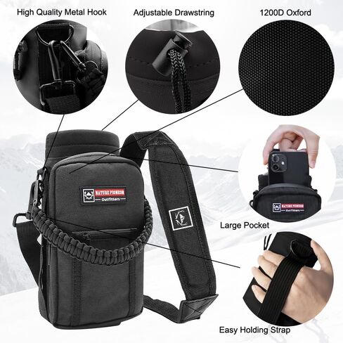 NATURE PIONEOR Water Bottle Holder with Strap 25 32 40 64 oz Insulated Water Bottle Carrier Sling Sleeve for Hiking,Outdoor Camping,Gym in Kuwait