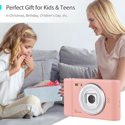 4K 50MP Digital Camera, Auto Focus Kids Camera Selfie with Front and Rear Dual Lenses, 32GB Card, 8X Digital Zoom, Compact Travel Vlogging Video Camera Gift for Kid Teen Beginner (White) in Kuwait