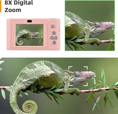 4K 50MP Digital Camera, Auto Focus Kids Camera Selfie with Front and Rear Dual Lenses, 32GB Card, 8X Digital Zoom, Compact Travel Vlogging Video Camera Gift for Kid Teen Beginner (White) in Kuwait