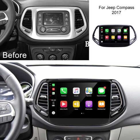 لراديو جيب باتريوت كومباس 2017-2019 ستيريو سيارة لاسلكي/سلكي Apple Carplay Android Auto EQ مع شاشة لمس IPS مقاس 10.1 بوصة نظام ملاحة GPS مدمج DSP وحدة رأس بلوتوث كاميرا احتياطية مجانية in Kuwait